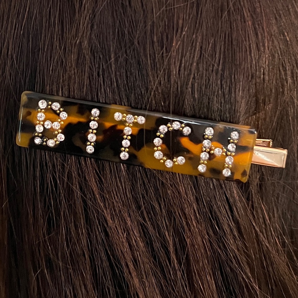 Tortoise Shell Hair Clip with Rhinestones